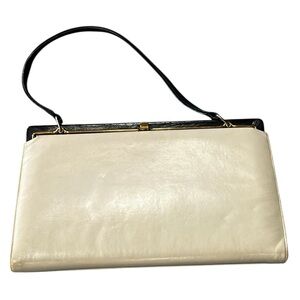 Cream and Black Vintage Leather Shoulder Bag